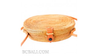 Oval rattan handbag ata hand woven leather handle 